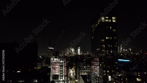 Wallpaper Mural Drone view of Manhattan Skyline at night Torontodigital.ca