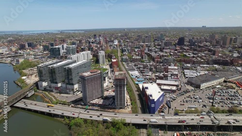 Aerial view Of Modern Train At West 8th Street, Near New York Aquarium, USA photo