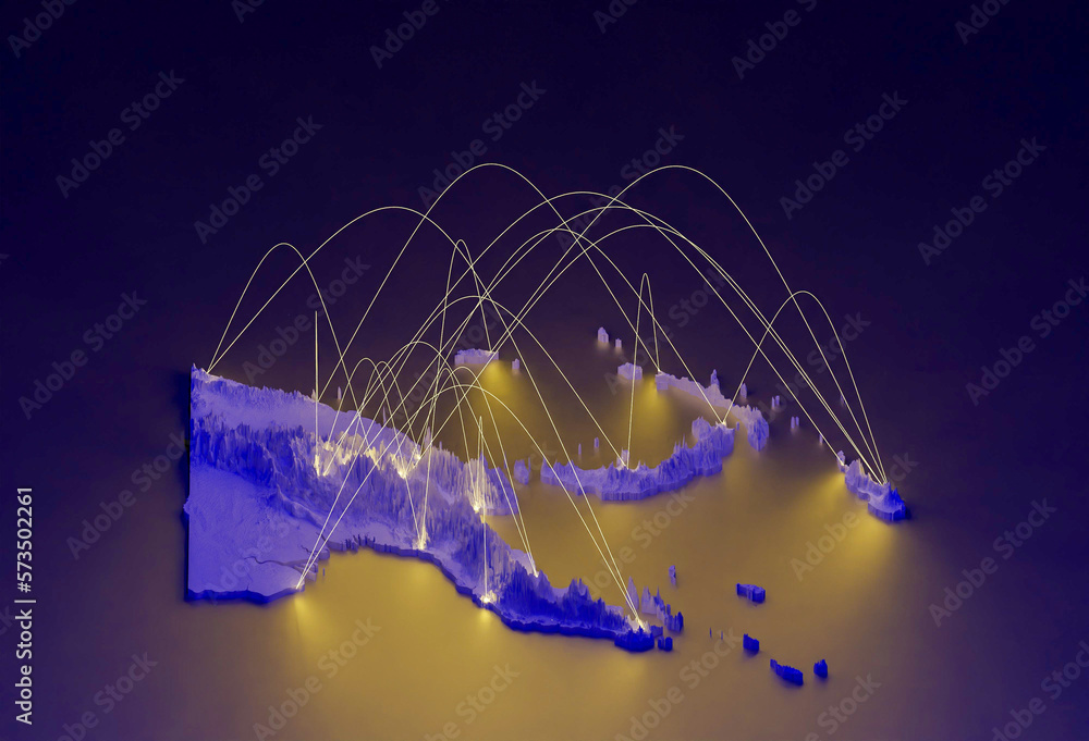 Papua New Guinea concept map, map of Papua New Guinea suitable for