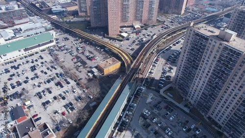 Aerial view Of Modern Train At West 8th Street, Near New York Aquarium, Brooklyn photo