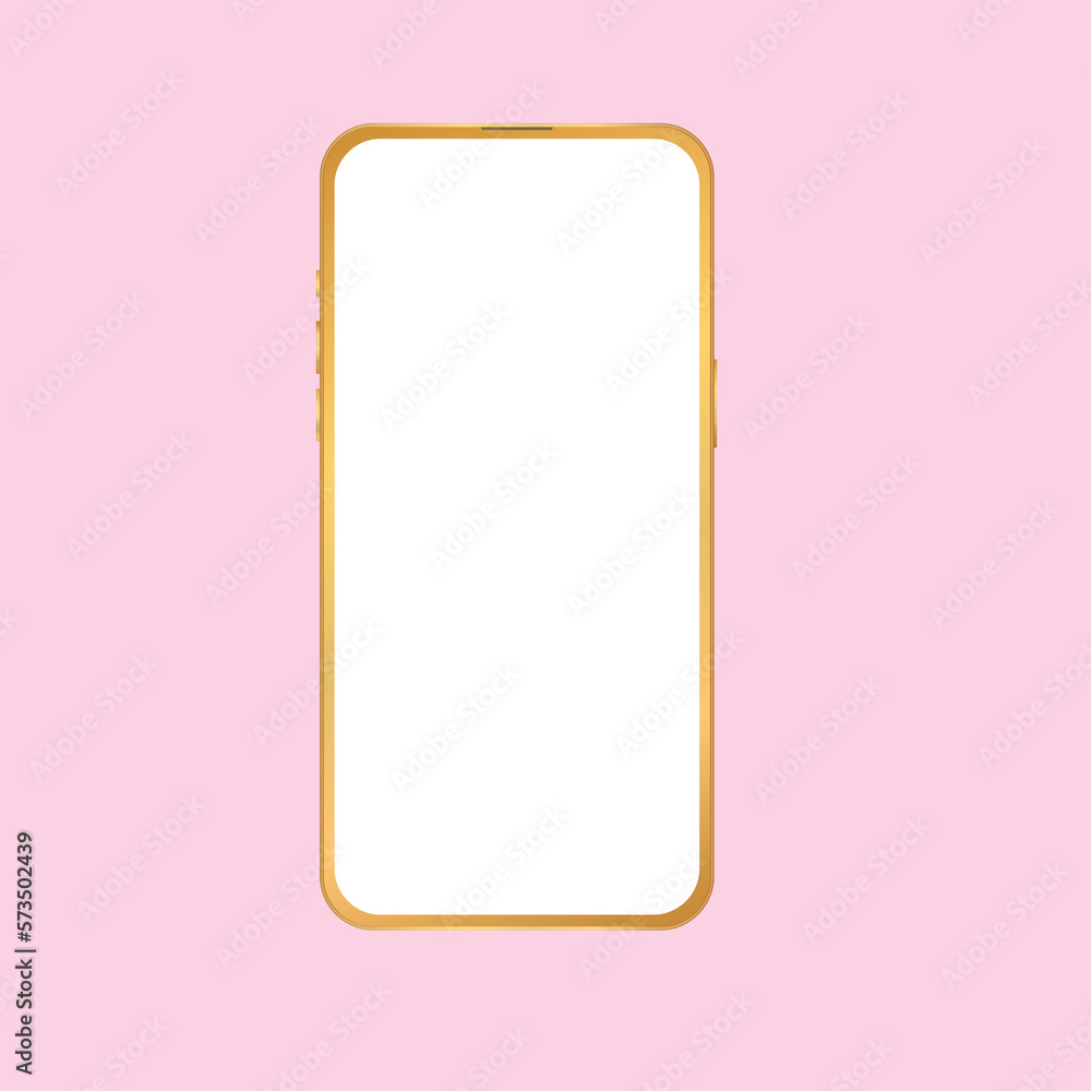 Gold IPhone mockup screen png can be used to marketing design, advertising on Pink background Gold IPhone mockup screen png can be used to marketing design, advertising on Pink background