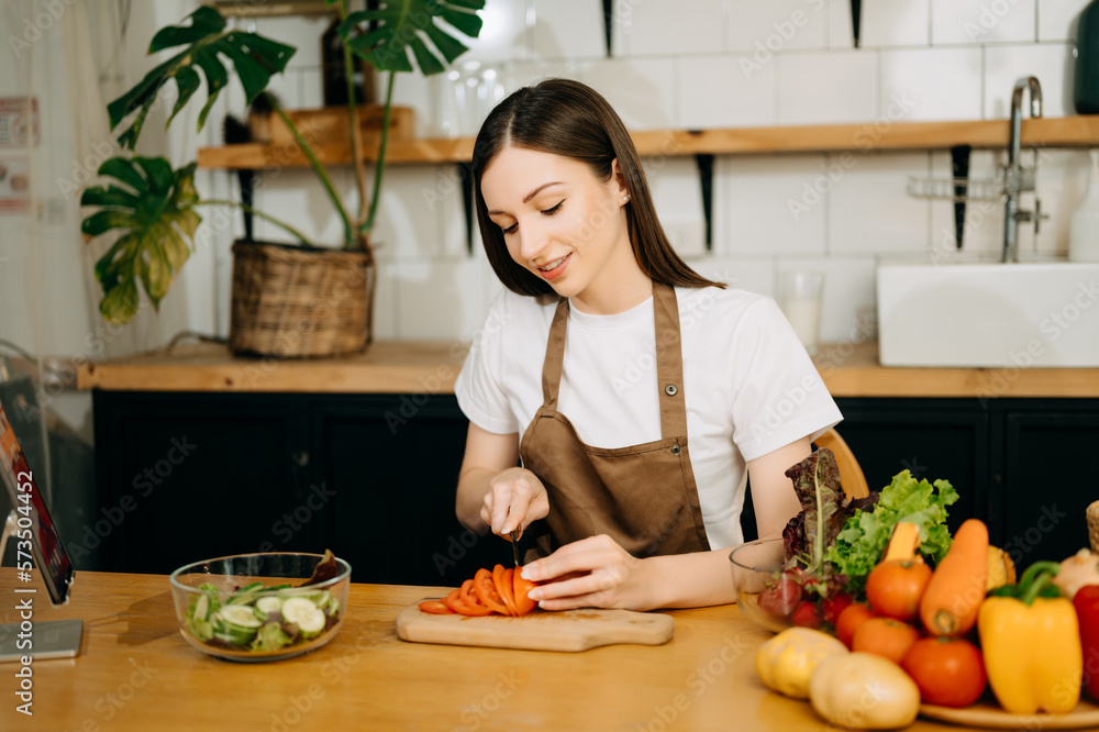 image of asian woman preparing salad in the kitchen and healthy food in bowl e image of asian woman preparing salad in the kitchen and healthy food in bowl e