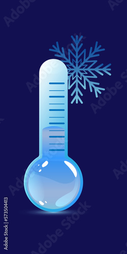 Thermometers with low temperature and snowflake icon