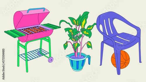 BBQ, Plant and Chair banner 