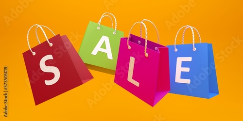 Shopping bags with SALE text concept