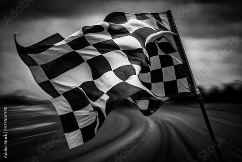 Race chequered flag at a competition. Generative AI. 