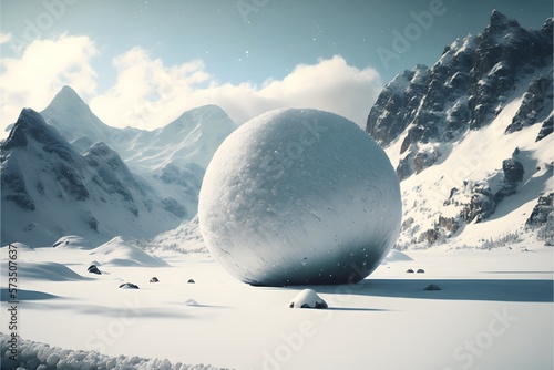A big snowball rolling down the mountain photo