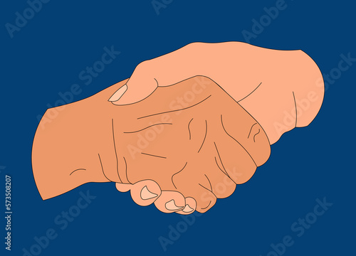 Elderly hand and young person's hand handshaking (4)
 photo