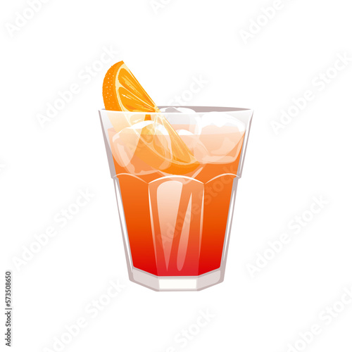 Cocktail "spritz veneziano".Classic alcoholic cocktail with sparkling wine, aperol, .Vector illustration.