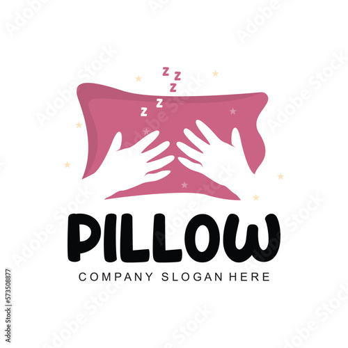 Pillow Logo, Bed Design, Dream And Sleeping Template Icon Vector