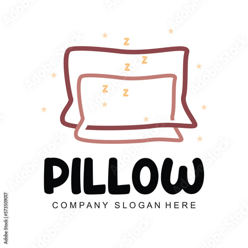 Pillow Logo, Bed Design, Dream And Sleeping Template Icon Vector