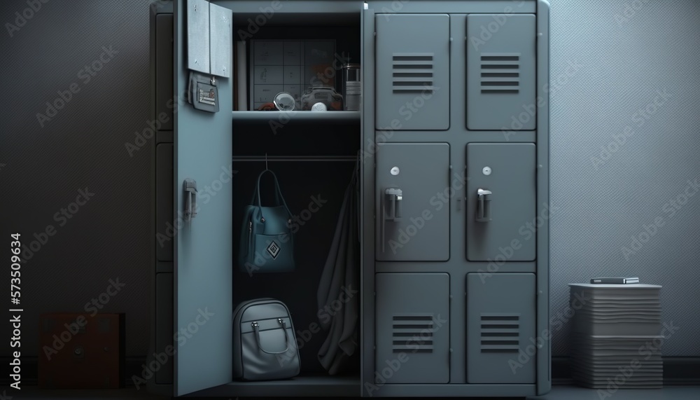 gray retro school locker for children to leave school equipment at school gray retro school locker for children to leave school equipment at school