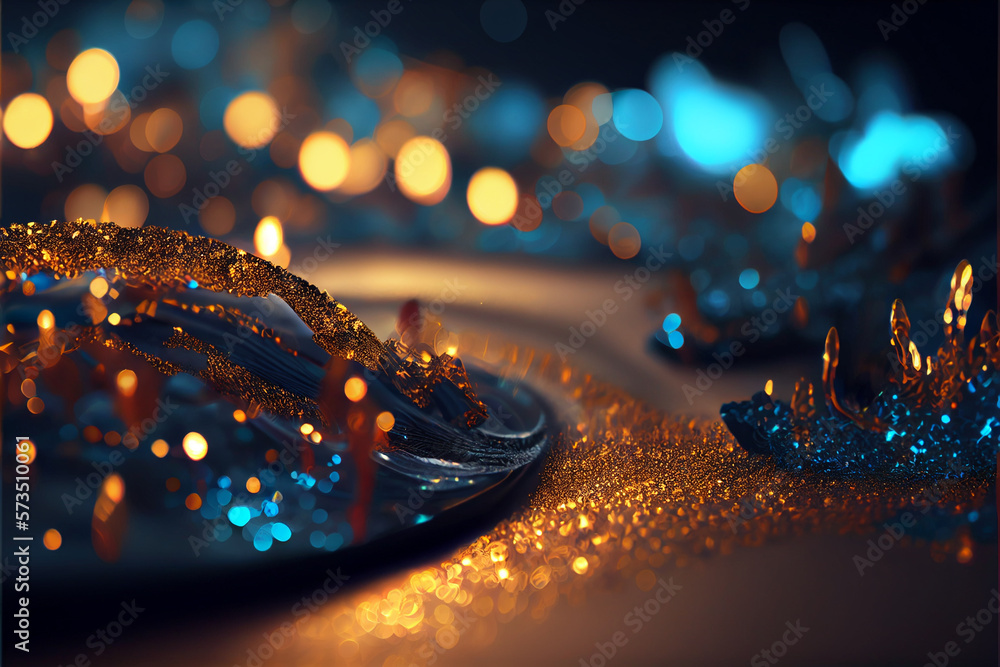 Abstract glitter gold and blue colored lights Abstract glitter gold and blue colored lights