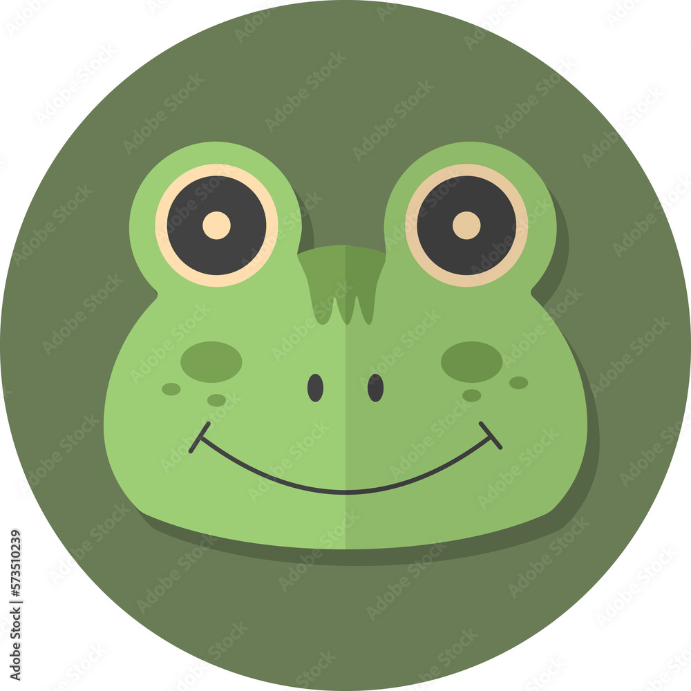 Fototapeta premium frog face icon, Cute animal icon in circle.