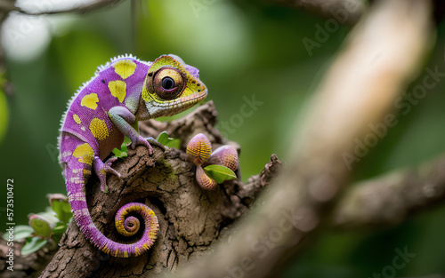 Tableau sur toile Chameleon / lizard - Photo of a beautiful Chameleon / Colorfull / Copy Space / B