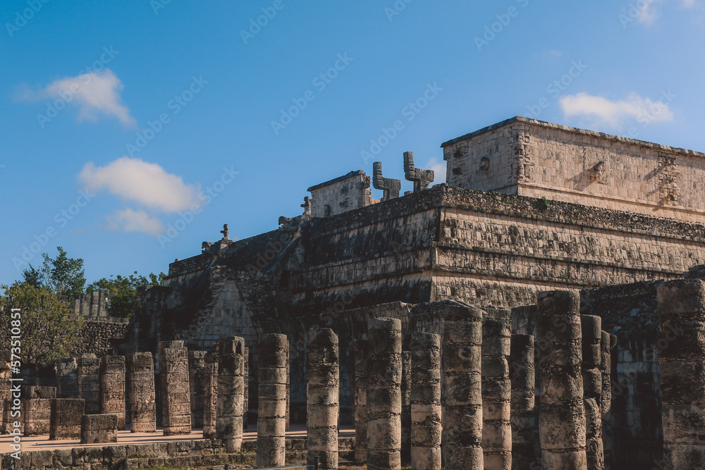 Remains of an Ancient Ruins of the large pre-Columbian city Chichen Itza, built by the Maya people, Mexico