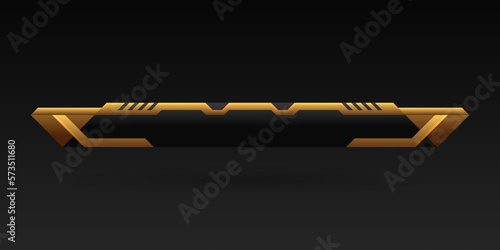 Futuristic black and gold lower third game gui screen title banner template