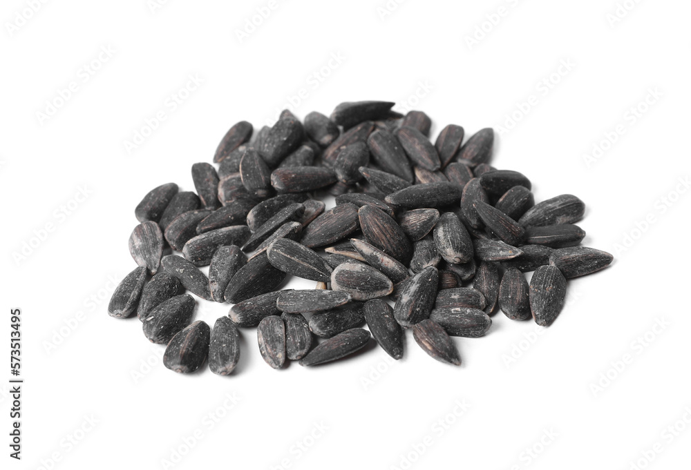 Pile of sunflower seeds on white background Pile of sunflower seeds on white background