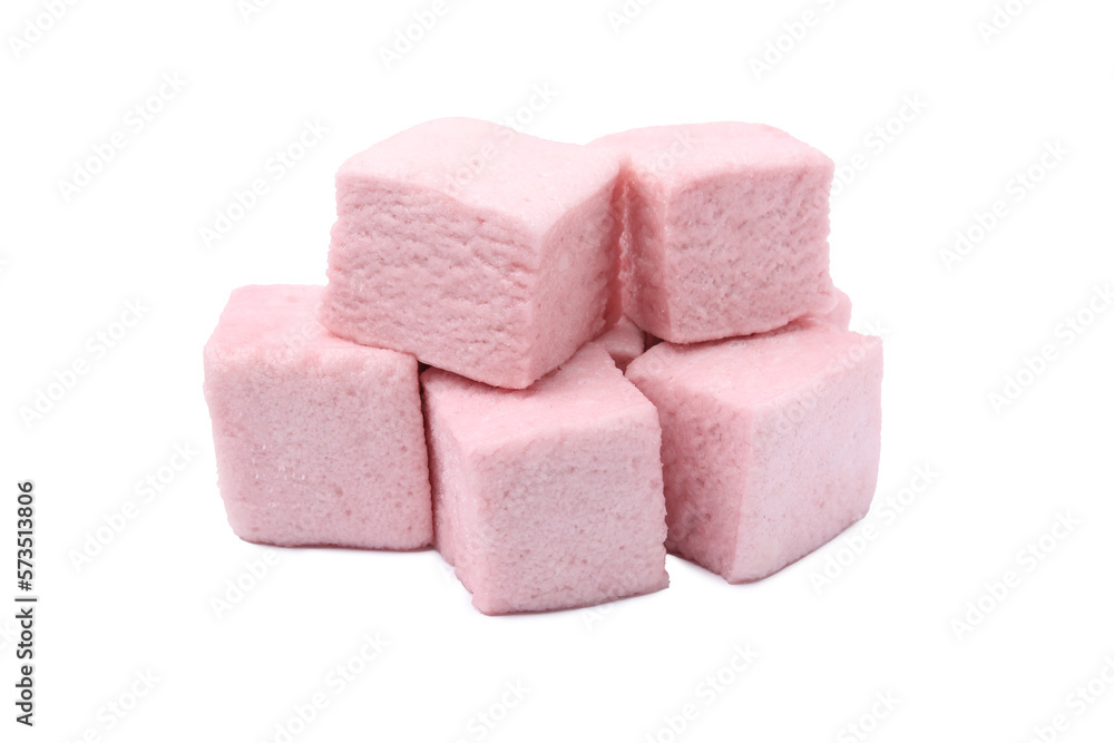Pile of delicious sweet marshmallows on white background Pile of delicious sweet marshmallows on white background