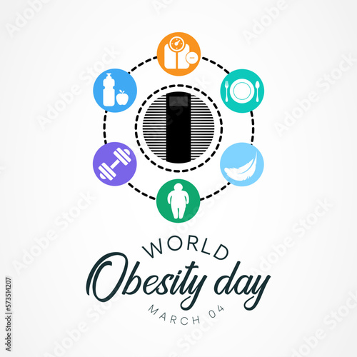 World Obesity day is observed every year on March 4, with the view of promoting practical solutions to end the global obesity crisis. Vector illustration