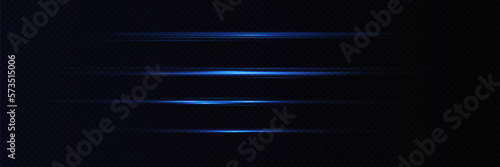 Motion light effect for banners. Blue lines. The effect of speed on a blue background. lines of light, speed and movement. Vector lens flare.