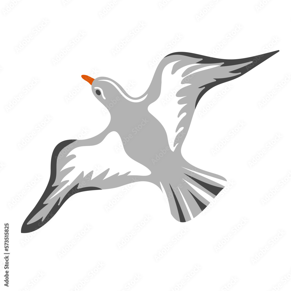 Flying seagull. Sea bird. Concept of sea and ocean life. Vector illustration Flying seagull. Sea bird. Concept of sea and ocean life. Vector illustration