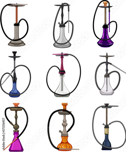 hookah shisha set cartoon vector illustration