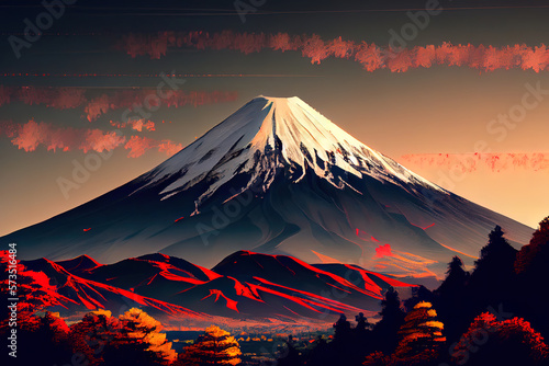 Mount Fuji, Japan, realistic. Generative Ai