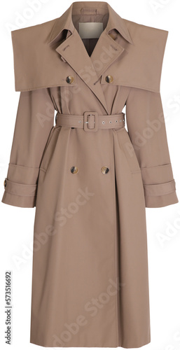Wallpaper Mural beige double-breasted trench coat with fold-down collar, isolated on transparent or white background, png, mockup	 Torontodigital.ca