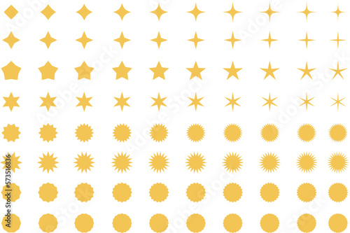 金色の輝きアイコンとギザギザフレームセット