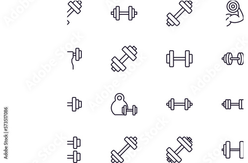 Dumbell vector line icon. Premium quality logo for web sites, design, online shops, companies, books, advertisements. Black outline pictogram isolated on white background