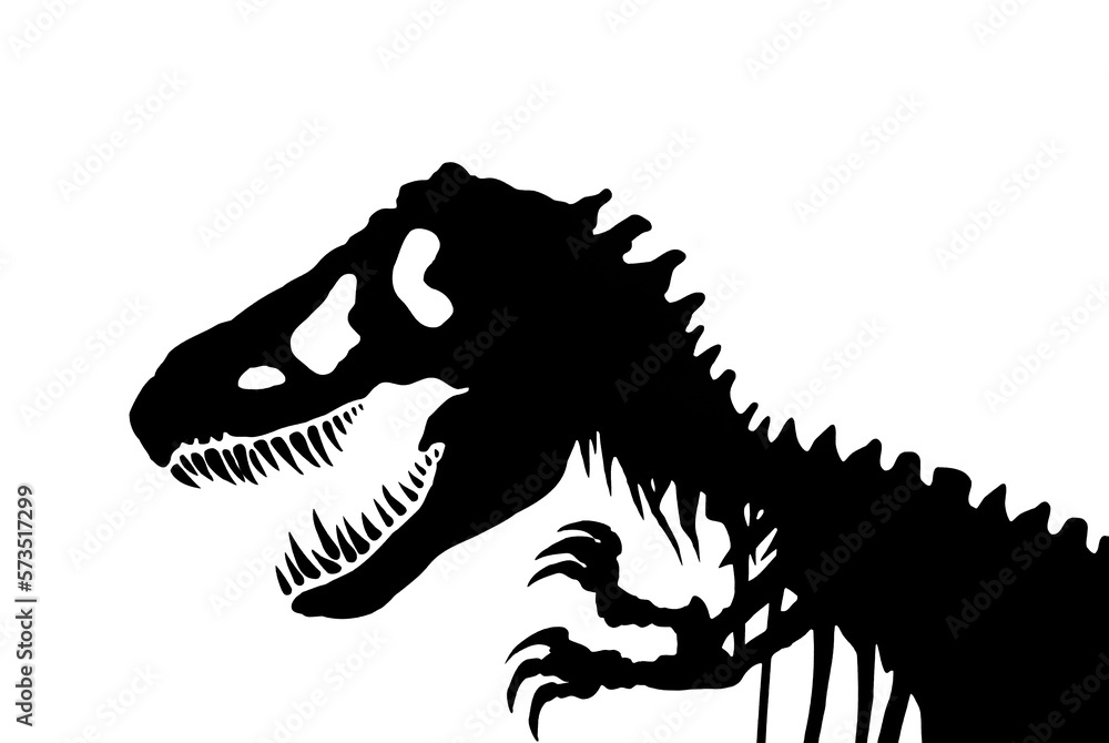 T Rex Dinosaur Silhouette. Tyrannosaurus silhouette icon sign, Trex