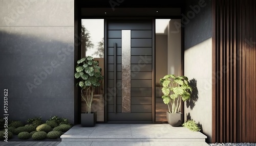 beautiful modern black front door gives a good impression of the house before entering the apartment