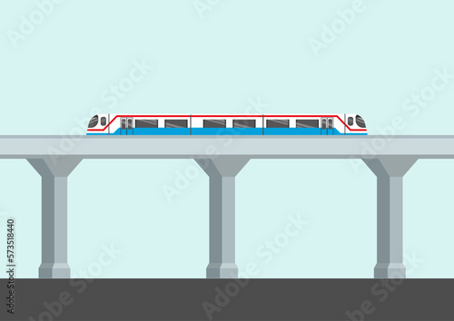 BTS Sky train with railway flat vector. photo