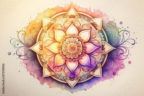 Colorful mandala in watercolor style