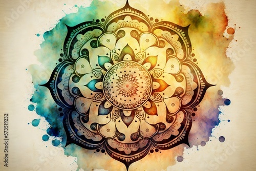 Colorful mandala in watercolor style photo