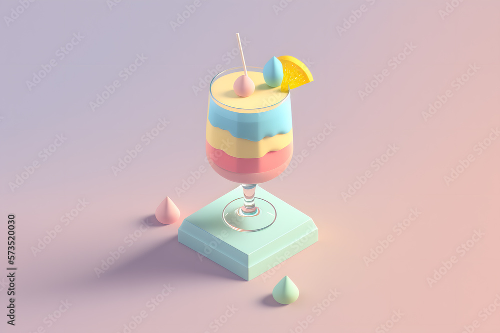 Tiny cute isometric design cocktail emoji 3d rendering made with Generative AI Tiny cute isometric design cocktail emoji 3d rendering made with Generative AI