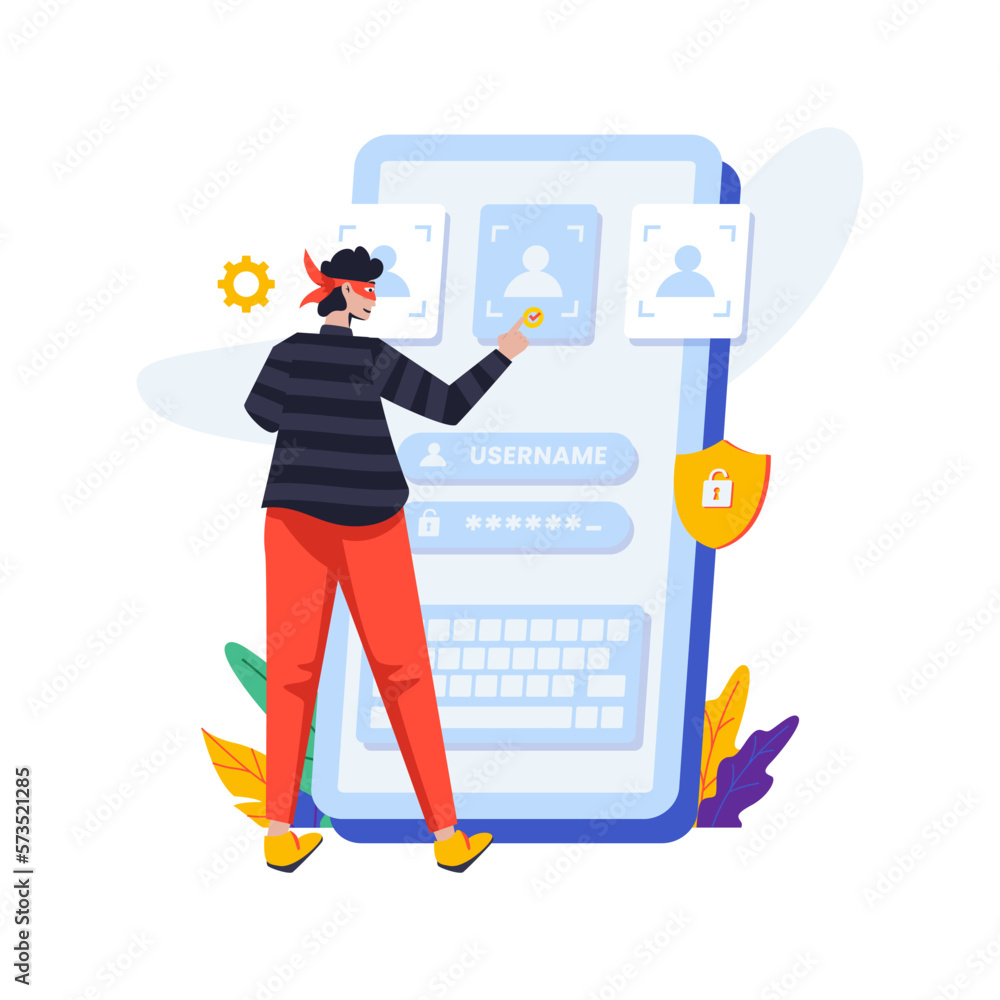 Cybercrime change user login account data theft vector illustration Cybercrime change user login account data theft vector illustration