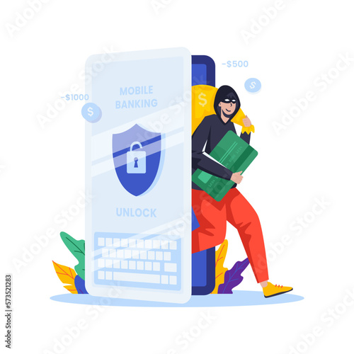 Financial banking robbery cybercrime vector illustration