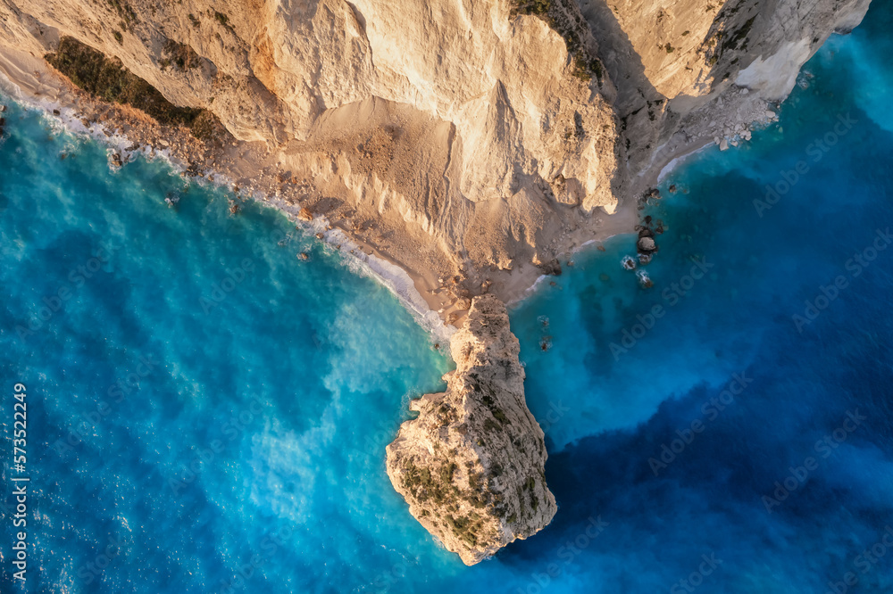 Aerial view of Plakaki Rocks on Zakynthos Island, Ionian sea, Greece.