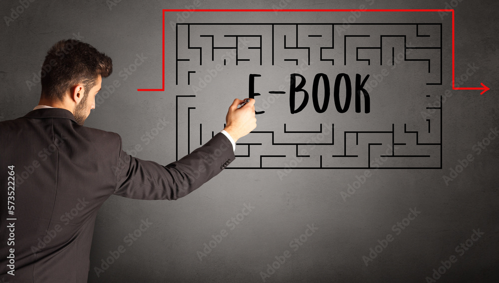 businessman drawing maze concept businessman drawing maze concept