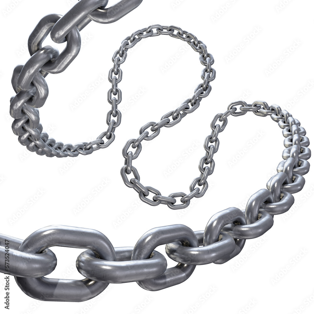 Obraz premium 3d illustration of metal chain on isolated white background