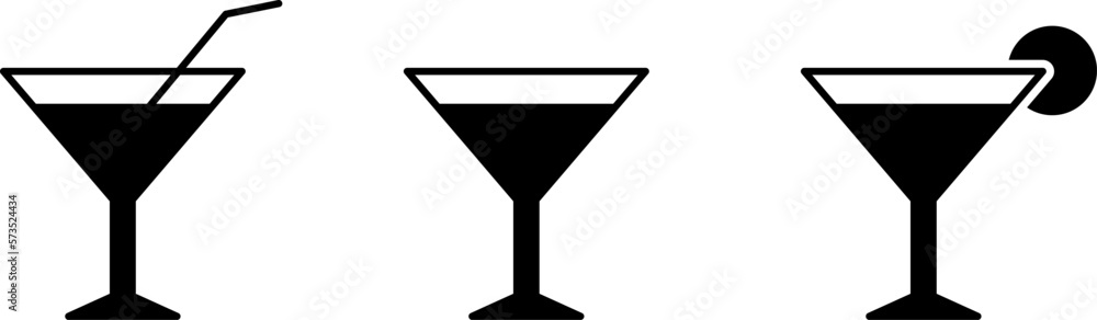 Alcohol cocktail icon. Martini or Margarita cocktail vector icon in flat style. Alcohol cocktail icon. Martini or Margarita cocktail vector icon in flat style.