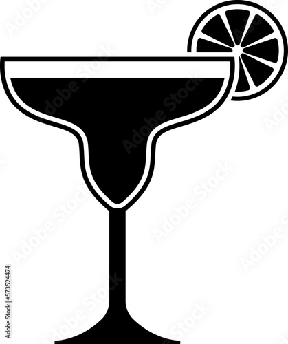 Alcohol cocktail icon. Martini or Margarita cocktail vector icon in flat style.