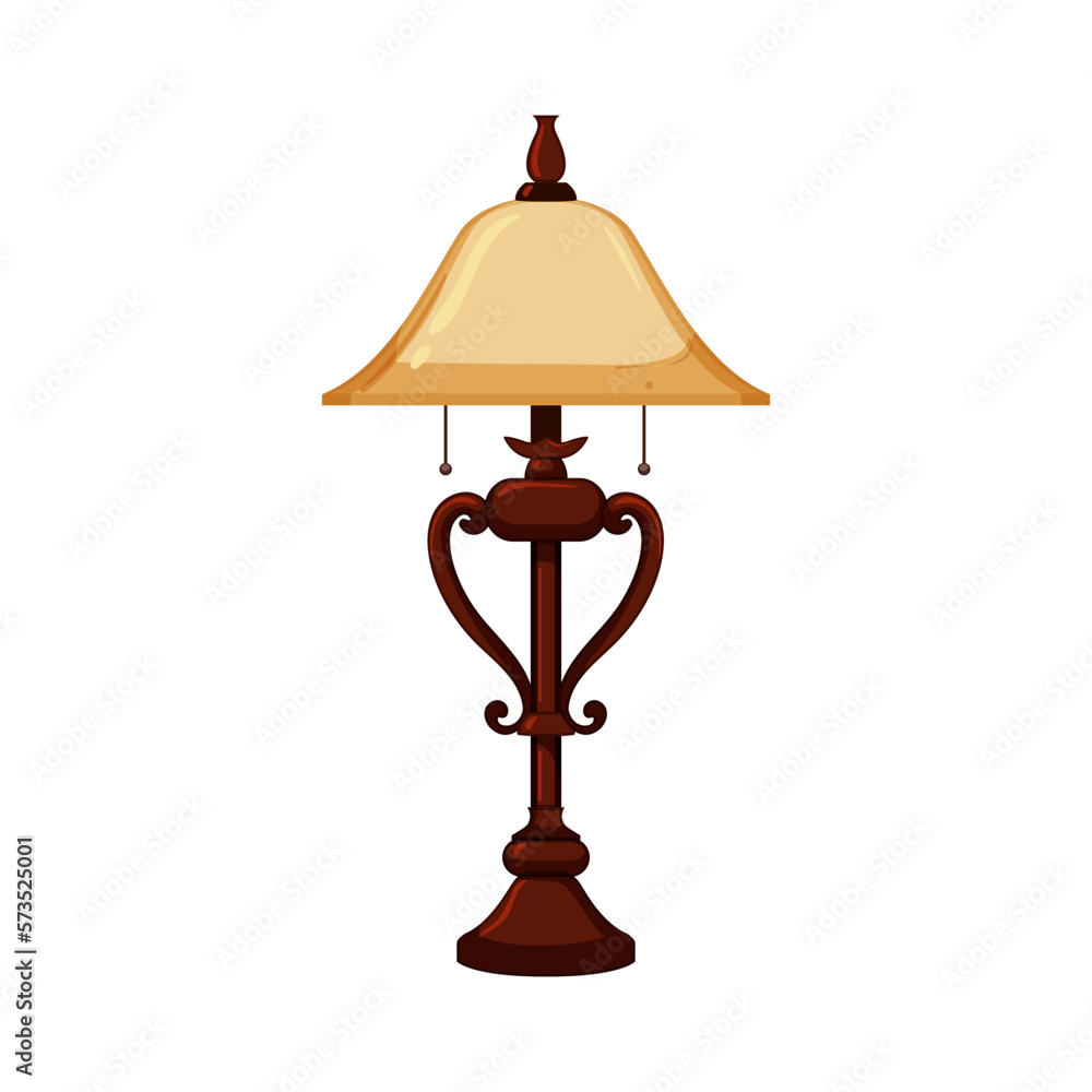 interior vintage table lamp cartoon vector illustration