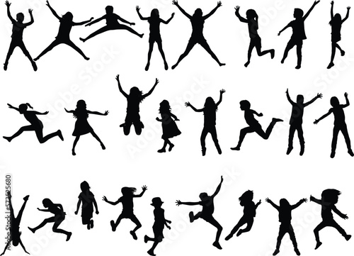 People jump vector silhouette. 