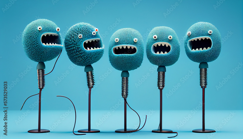 Retro microphone on blue background Retro microphone on blue background