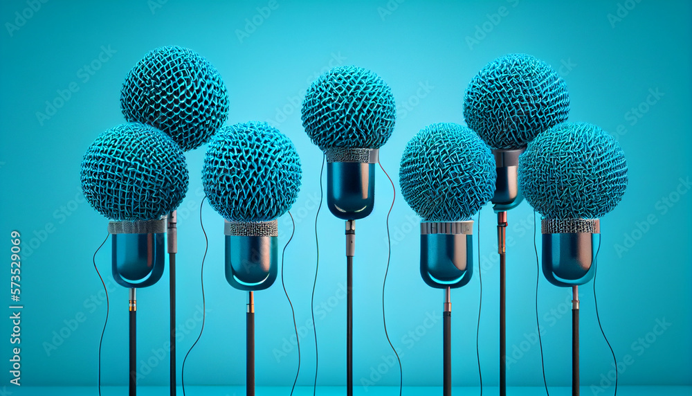 Retro microphone on blue background Retro microphone on blue background