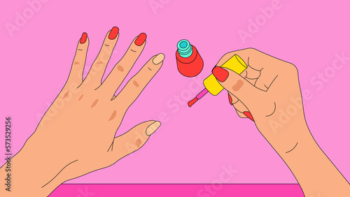 Painting nails red
 photo