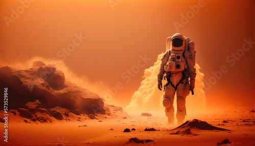 Astronaut on the dry surface of mars made with generative ai